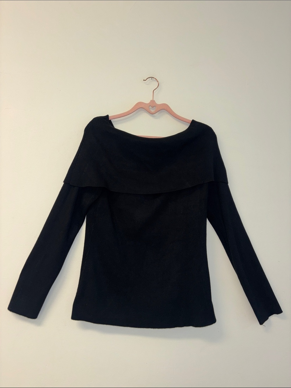 Intempo Off-Shoulder Ribbed Knit Top Black Women's Sweater Sz XL - 1X stretchy